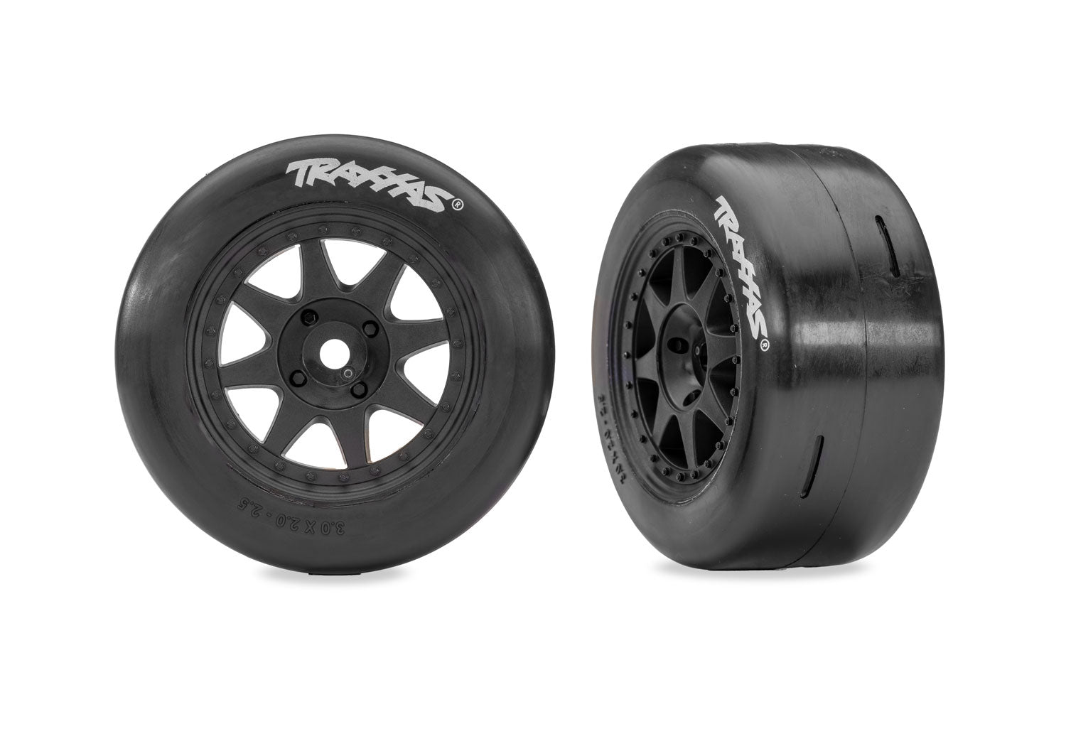 TRAXXAS 10875-BLACK Black Rear Mini Rally Wheels w/ Slick Tires (Soft) (2)