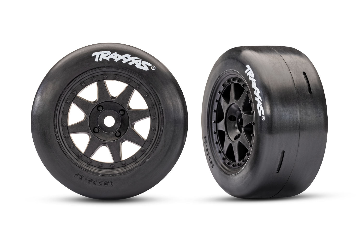 TRAXXAS 10876-BLACK Black Front Mini Rally Wheels w/ Slick Tires (Hard) (2)