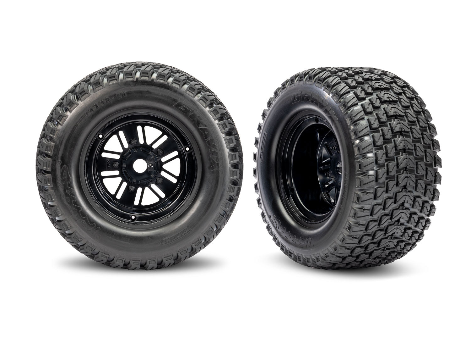 TRAXXAS 10947 Black Rear Funco Wheels & Gravix Tires (2)