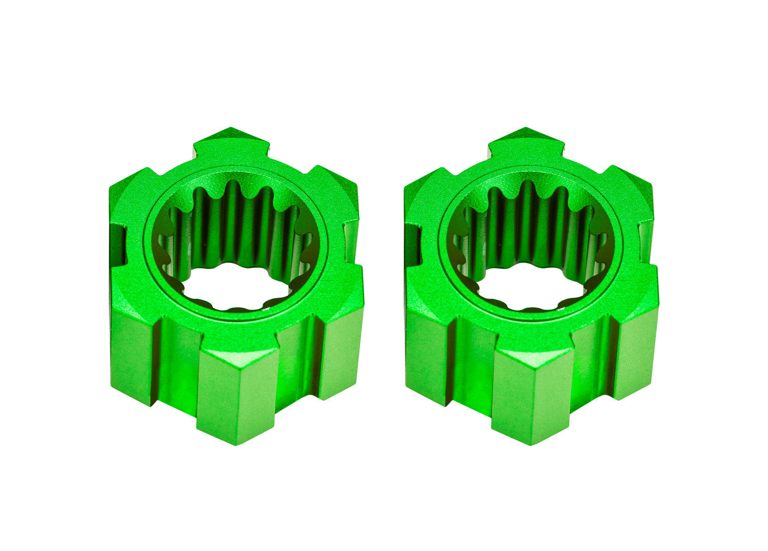 TRAXXAS 10954-GRN Green Aluminum Front Sand Car Hex Hubs & Clips (2)