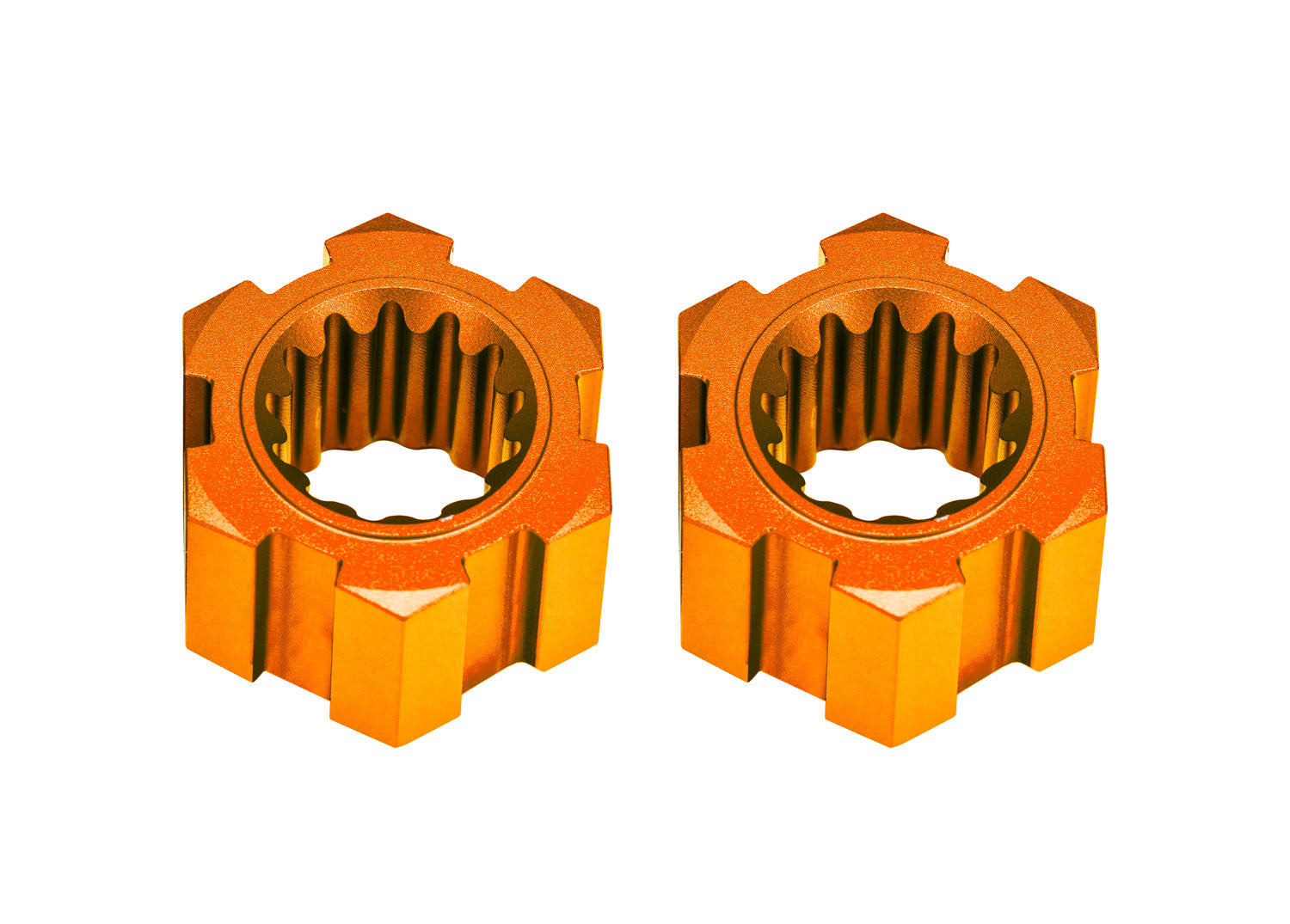 TRAXXAS 10954-ORNG Orange Aluminum Front Sand Car Hex Hubs & Clips (2)