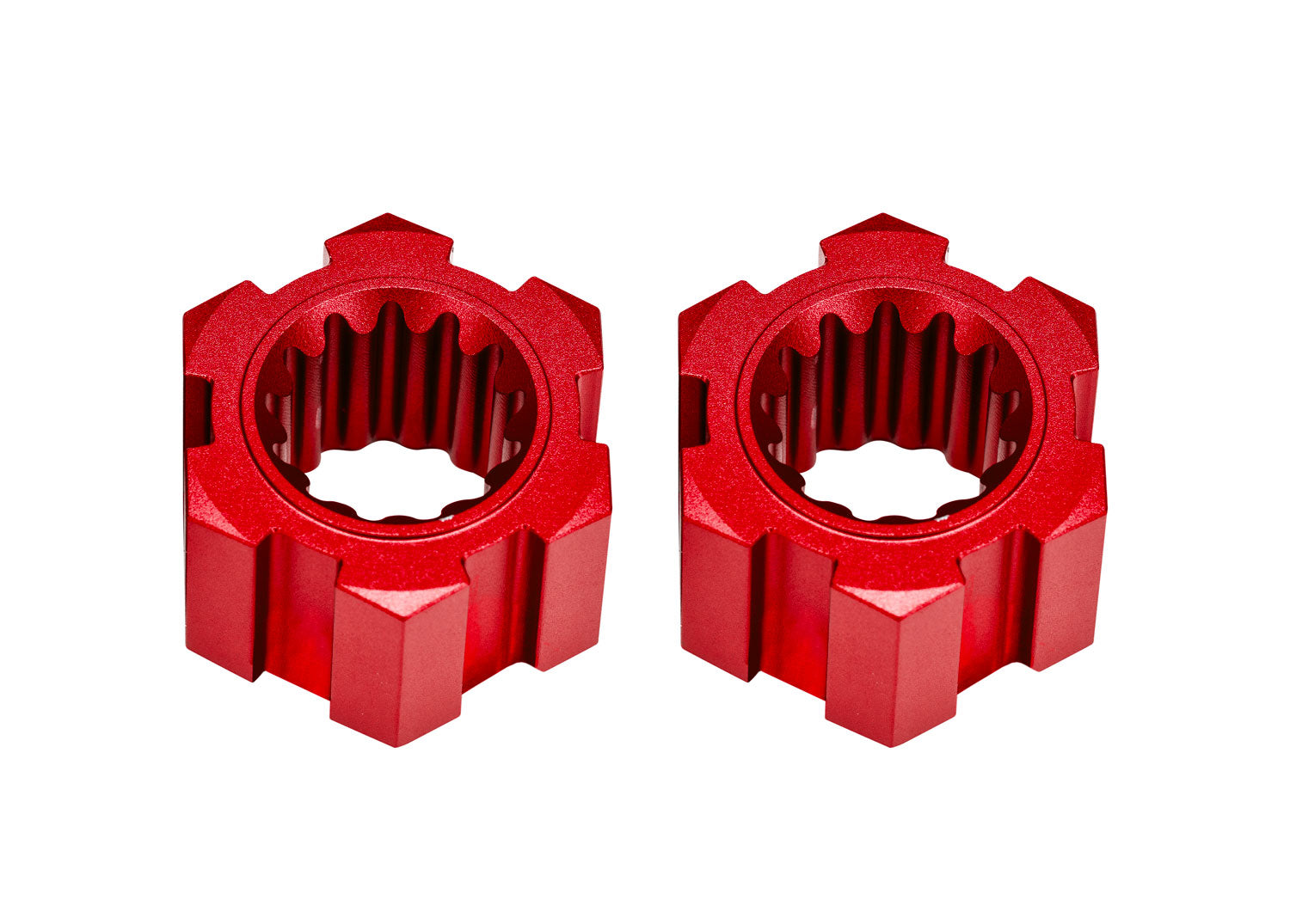TRAXXAS 10954-RED Red Aluminum Front Sand Car Hex Hubs & Clips (2)