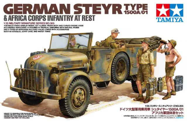 TAMIYA 35305 German Steyr Type 1500A/01 & Africa Coprs Infantry at rest