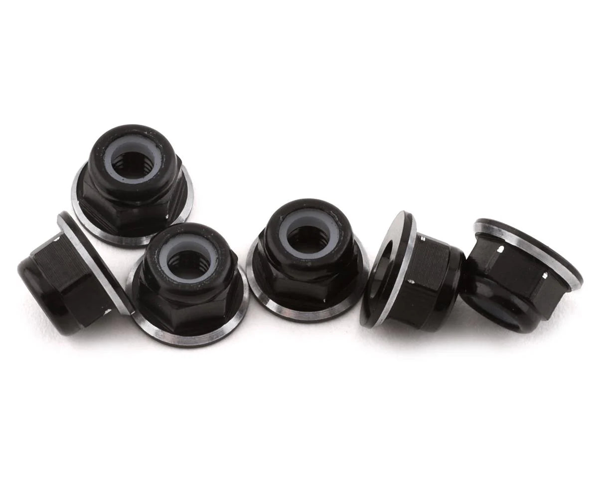 1 UP 80508 3mm Aluminum Flanged Locknuts (Black/Silver) (6)