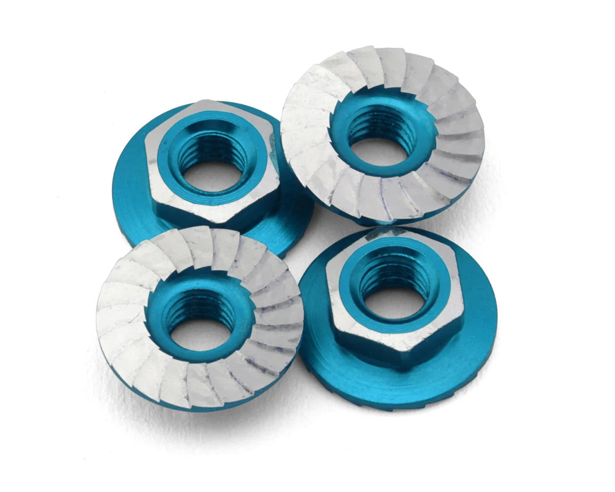 1 UP 870201 4mm "Lockdown" Serrated Aluminum Wheel Nuts (Bright Blue) (4)