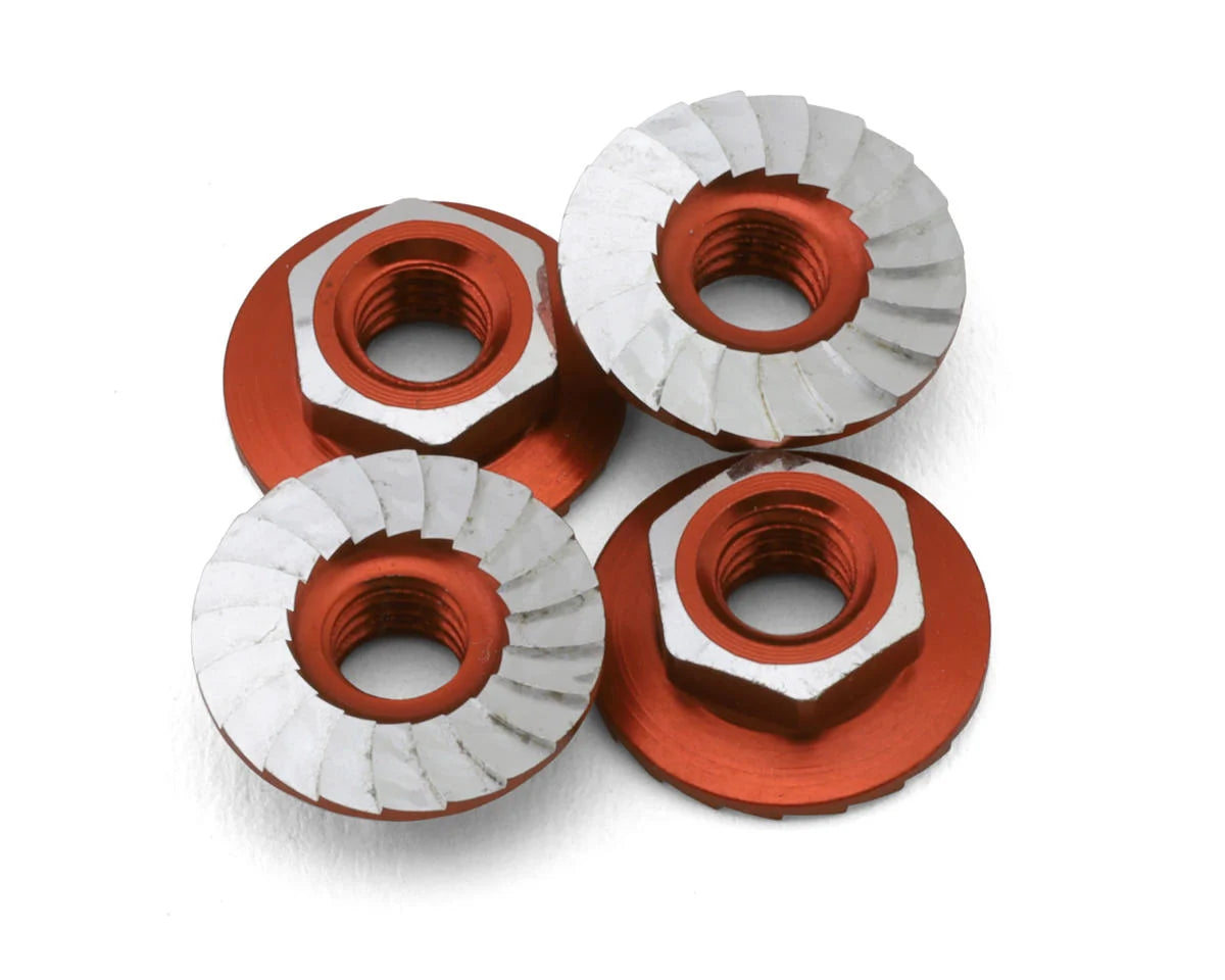1 UP 870601 4mm "Lockdown" Serrated Aluminum Wheel Nuts (Orange) (4)
