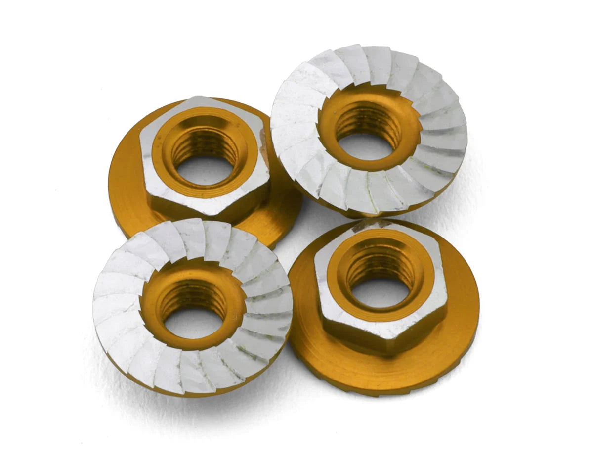 1 UP 870701 4mm "Lockdown" Serrated Aluminum Wheel Nuts (Gold) (4)