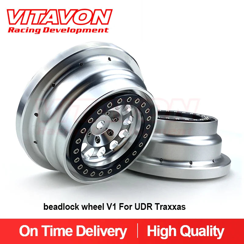 VITAVON UDR0065SB Alu Beadlock Wheel V1 For Traxxas UDR 1:7 sells as 2pcs Silver Black