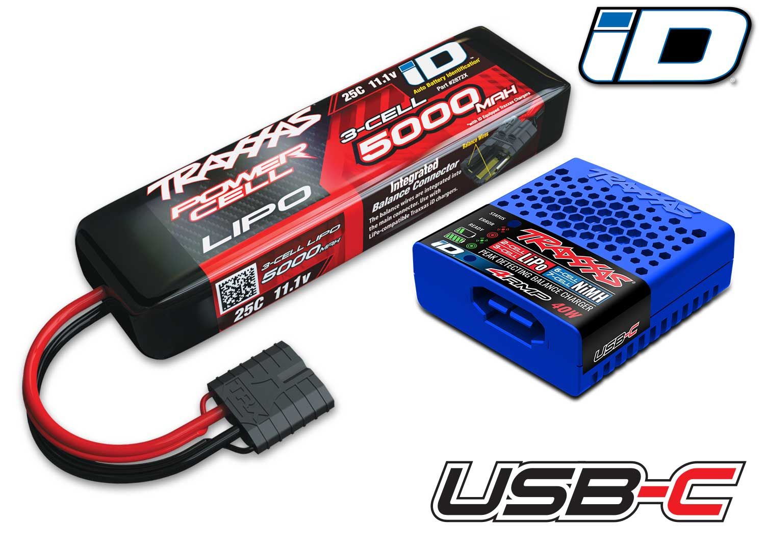 TRAXXAS 2985-3S Battery/charger completer pack (includes #2985 charger (1), #2872X 5000mAh 11.1V 3-cell 25C LiPo iD® Battery (1))