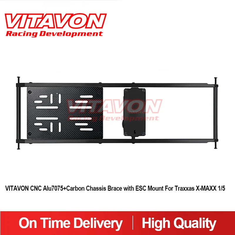 VITAVON XMAX182-1BLACK CNC Alu7075+Carbon Chassis Brace With ESC Mount For Traxxas X-MAXX 1/5