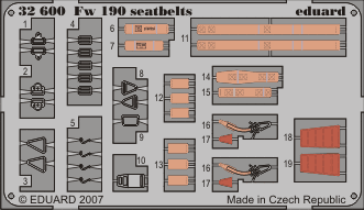 EDUARD 32 600 1/32 FW190 Seatbelts self adhesive 32600