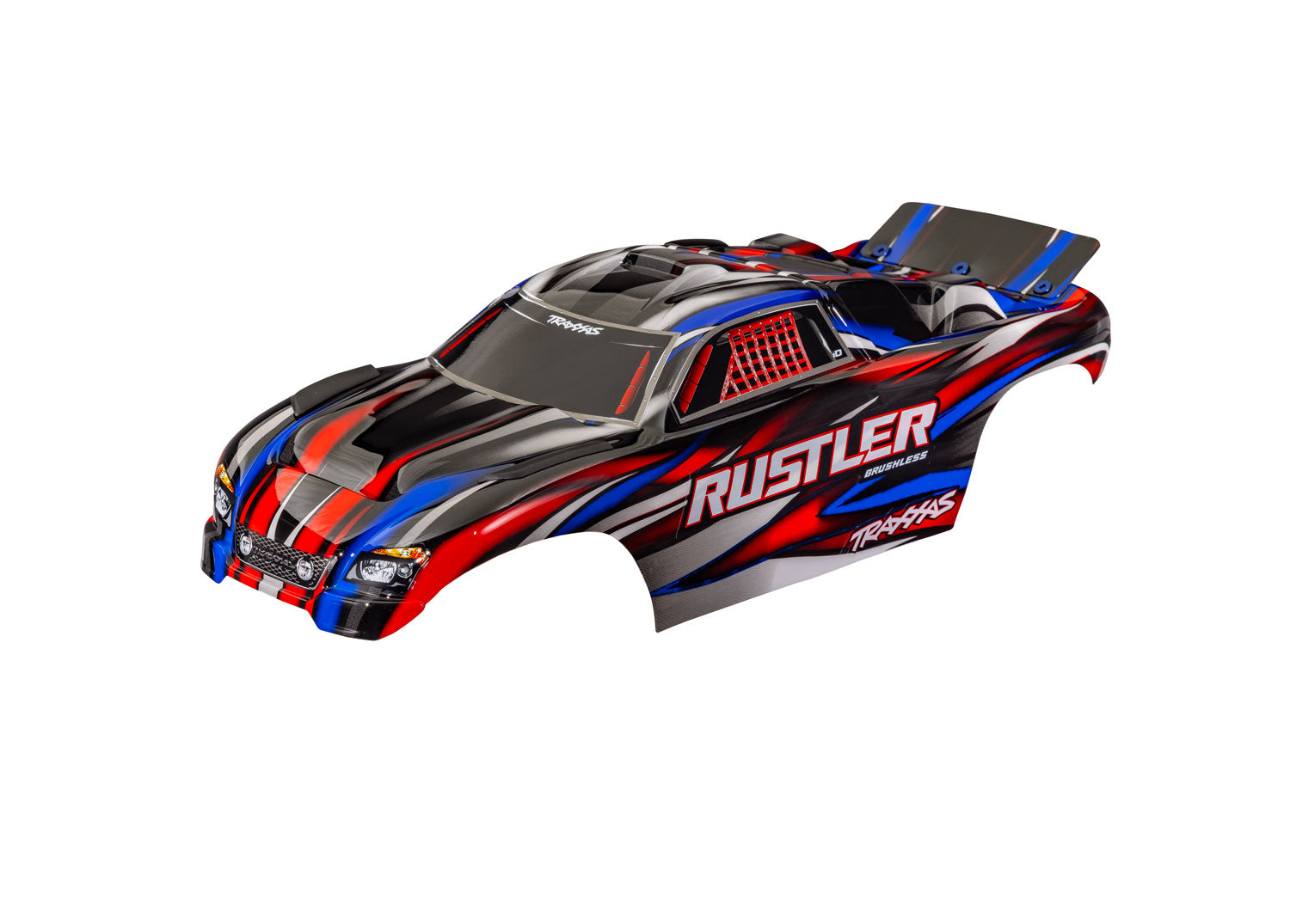 TRAXXAS 3721-RED Body, Rustler (also fits Rustler VXL), red (painted, decals applied) (assembled with front & rear body mounts for clipless mounting)