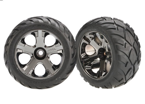 TRAXXAS 3777A All-Star 2.8" Black Chrome Wheels & Anaconda Tires (2)