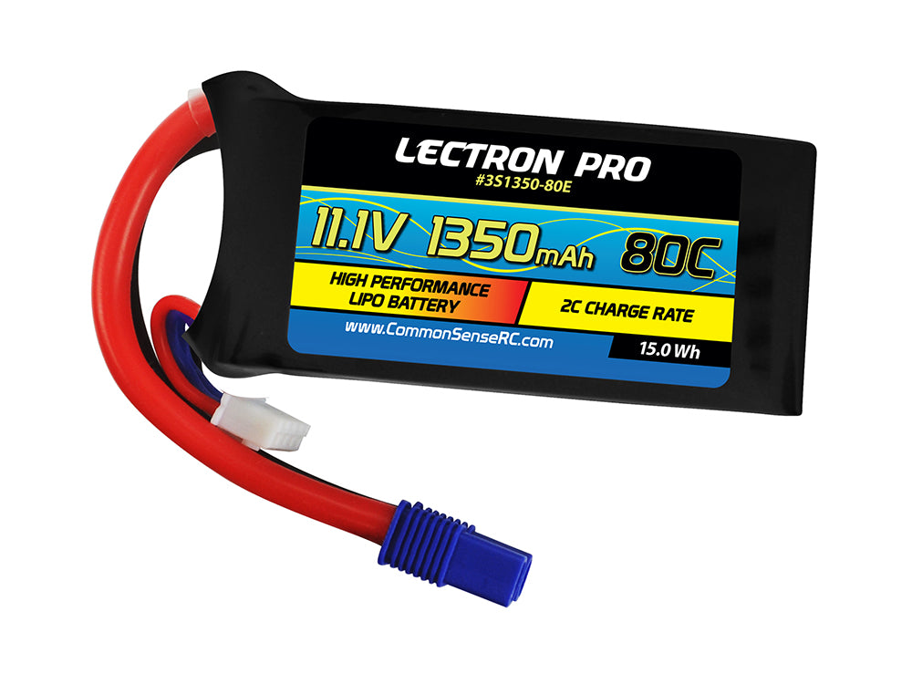 COMMON SENSE RC 3S1350-80E 11.1V 1350mAh 80C Lipo Battery with EC3 Connector