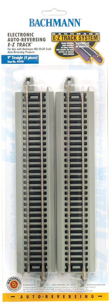 BACHMANN 44548 E-Z 9" Straight Electronic Auto-Reversing Track (4) (HO Scale)