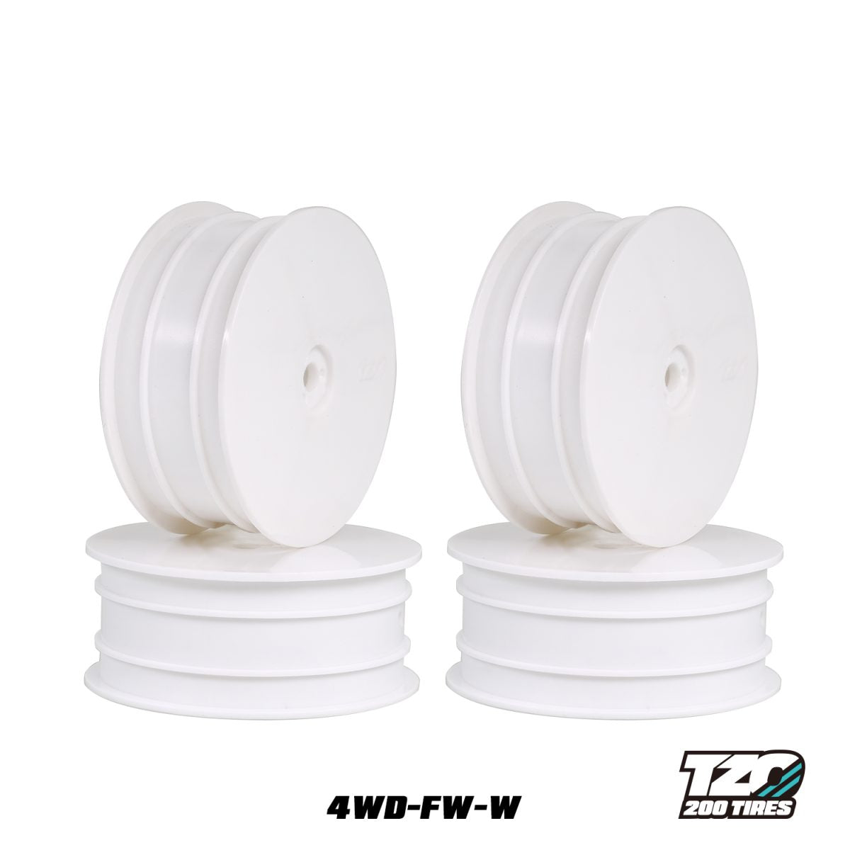 TZO 202 TIRES 4WD-FW-W 4WD 2.2 Front wheels WHITE 4 pcs/bag 1/10