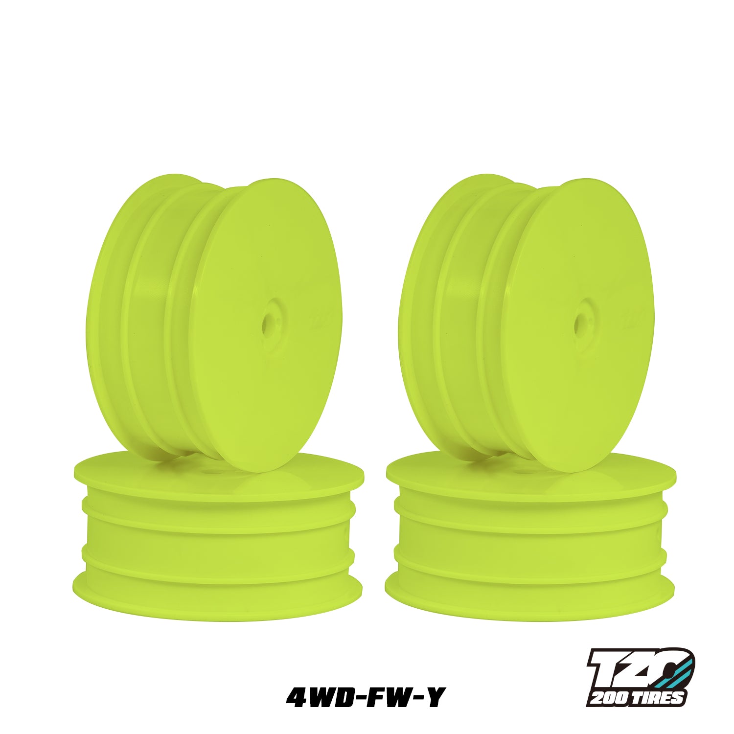 TZO 202 TIRES 4WD-FW-Y 4WD 2.2 Front Wheels YELLOW 4pcs/bag 1/10