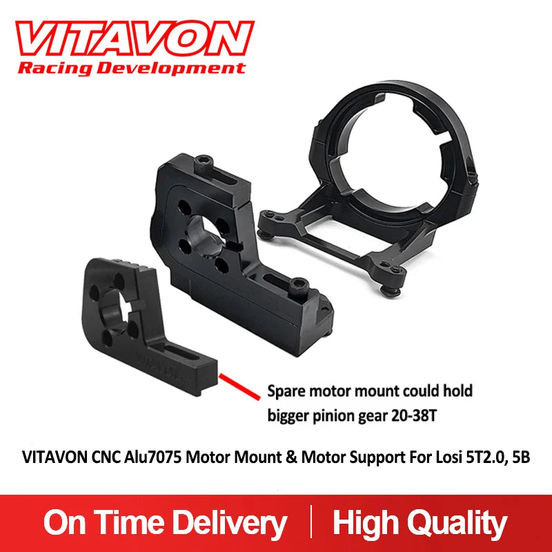 VITAVON 5T00010 BLACK CNC Alu7075 Fast Removed Center Diff Mount & Motor Mount & Motor Support For Losi 5ive T2.0, 5ive B