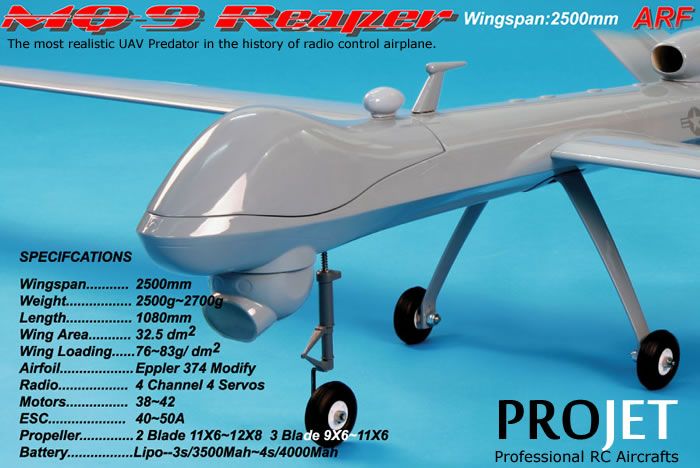 PROJET NITRO 001 MQ-9 REAPER ARF 2500MM