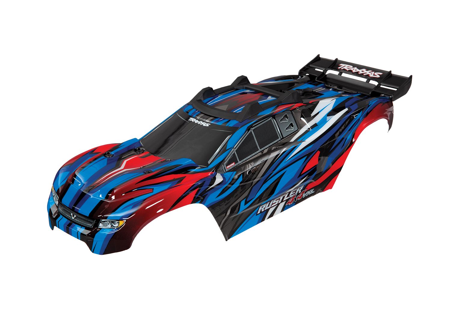 TRAXXAS 6717A Body, Rustler® 4X4 VXL, blue (painted, decals applied) (assembled with front & rear body mounts and rear body support for clipless mounting)