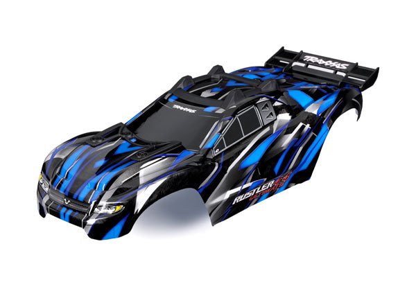 TRAXXAS 6749-BLUE Body, Rustler® 4X4 Ultimate, blue (painted, decals applied) (assembled with front & rear body mounts and rear body support for clipless mounting)