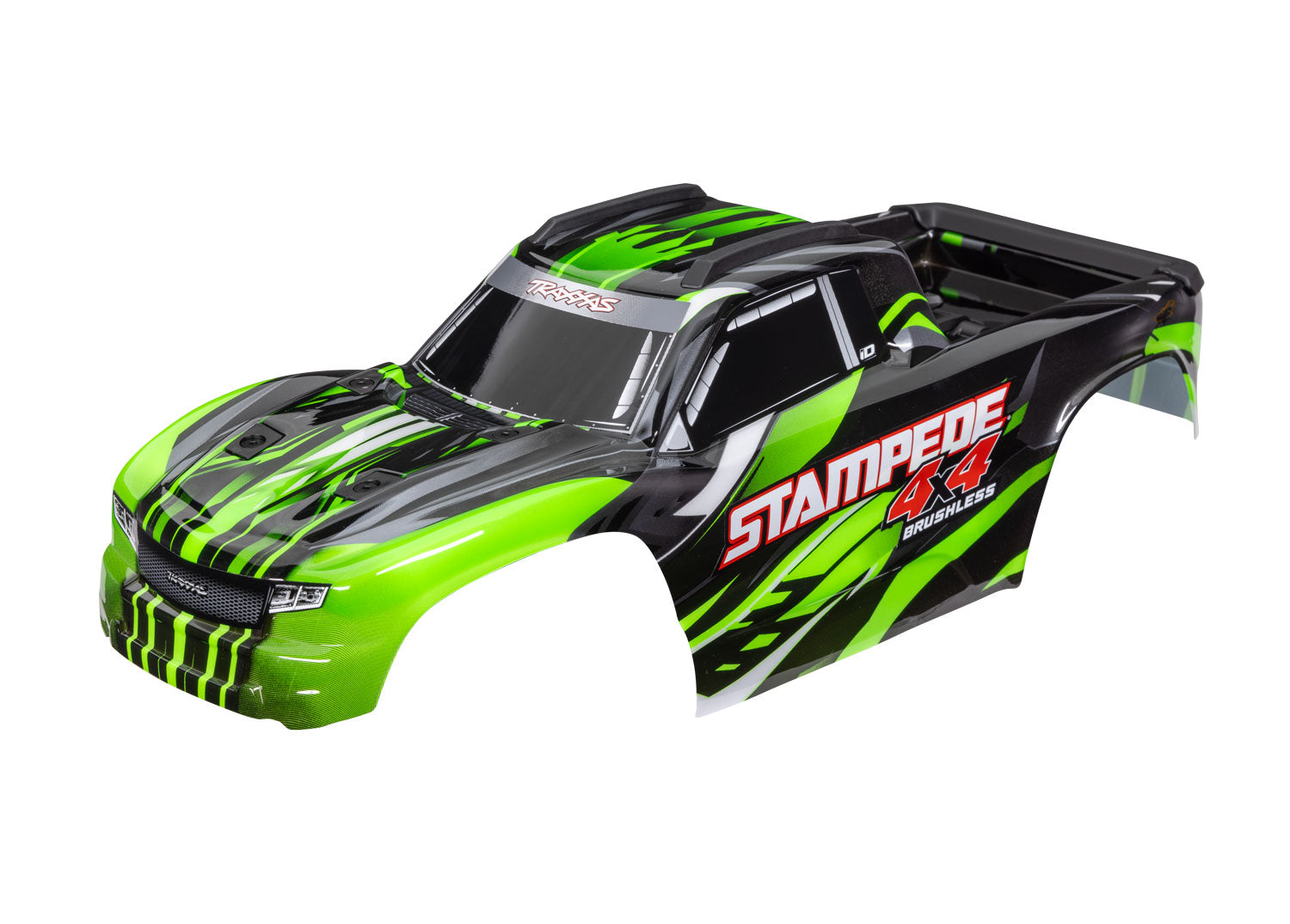 TRAXXAS 6762G Body, Stampede 4X4 Brushless, green (painted, decals applied) (assembled with front & rear body mounts and rear body support for clipless mounting)
