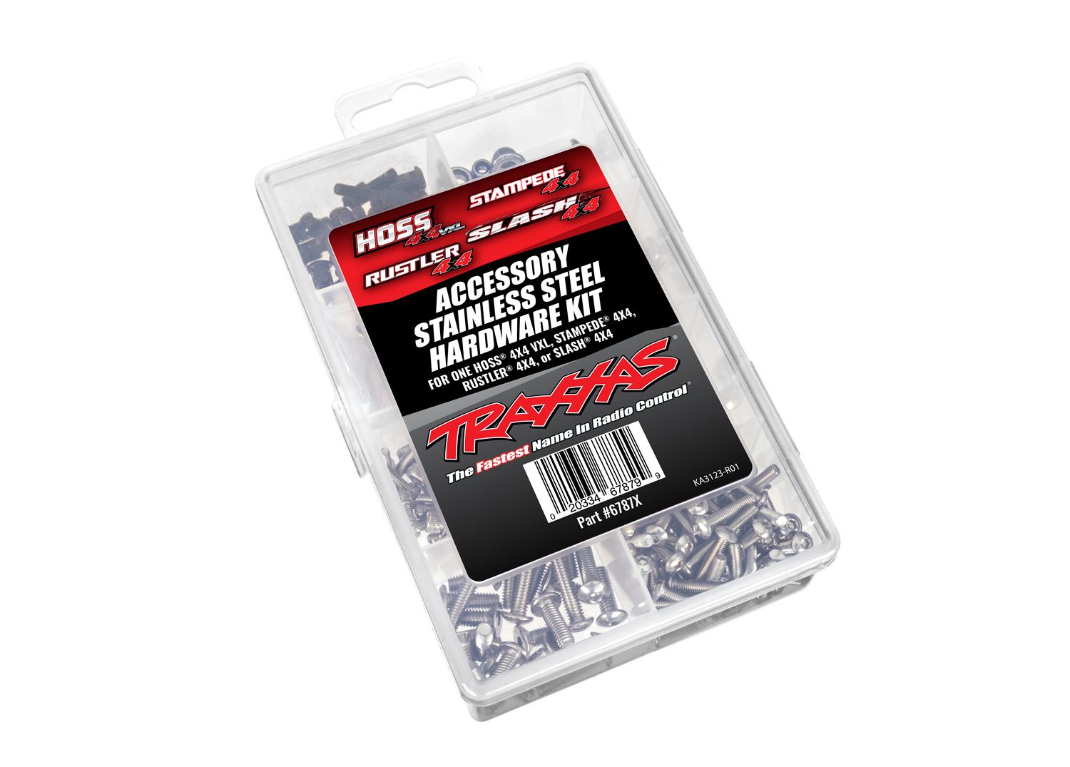 TRAXXAS 6787X Hardware kit, stainless steel, Hoss® 4X4 VXL/Slash® 4X4/Stampede® 4X4/Rustler® 4X4 (contains all stainless steel hardware used on Hoss® 4X4 VXL, Slash® 4X4, Stampede® 4X4, or Rustler® 4X4)