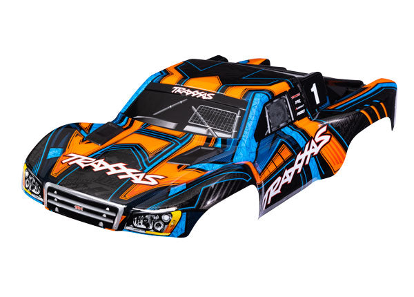 TRAXXAS 6844-ORNG Body, Slash® 4X4 (also fits Slash® VXL & Slash® 2WD), orange and blue (painted, decals applied) (assembled with front & rear latches for clipless mounting)