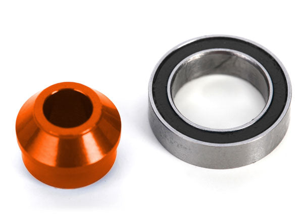 TRAXXAS 6893-ORNG Bearing adapter, 6061-T6 aluminum (orange-anodized) (1)/ 10x15x4mm ball bearing (black rubber sealed) (1) (for slipper shaft)