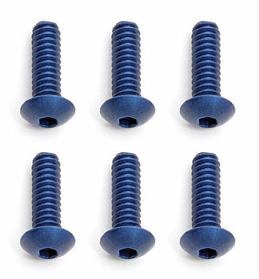 ASSOCIATED 6947 *DISC* 4-40x3/8" Button Head Cap Screws Blue Alum (6)