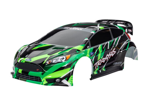 TRAXXAS 7427-GRN  Body, Ford Fiesta® ST Rally VXL, green (painted, decals applied) (assembled with rear wing, body support, & body mount latches for clipless mounting)