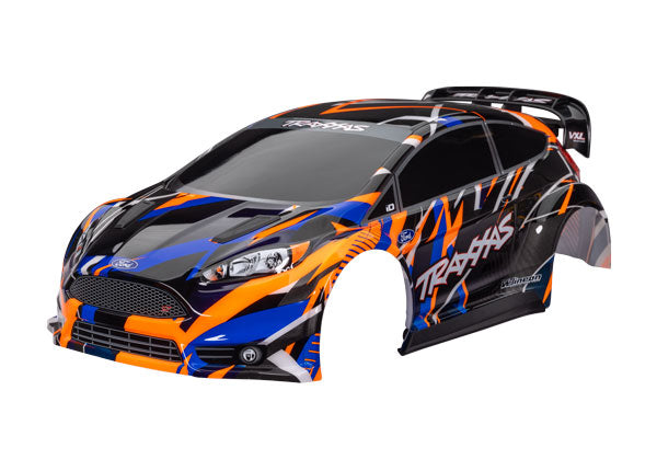 TRAXXAS 7427-ORNG Body, Ford Fiesta® ST Rally VXL, orange (painted, decals applied) (assembled with rear wing, body support, & body mount latches for clipless mounting)