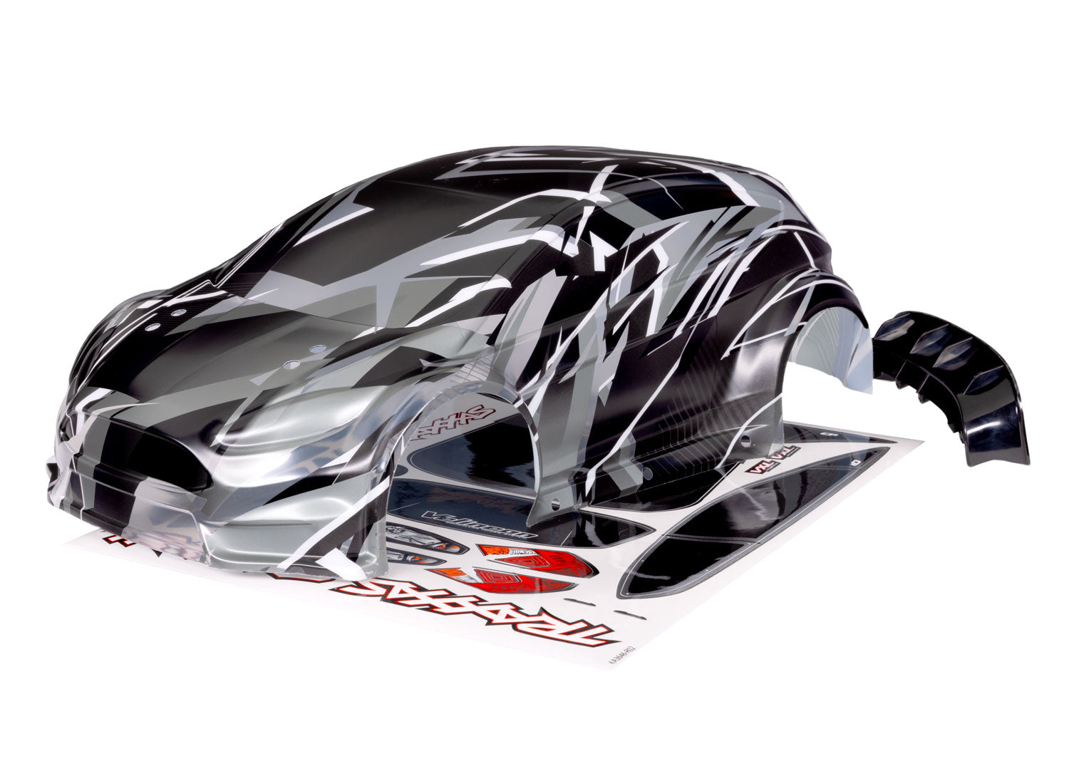 TRAXXAS 7427X  Body, Ford Fiesta® ST Rally VXL, ProGraphix® (graphics are printed, requires paint & final color application)/ wing/ 3x8mm FCS (4)/ decal sheet