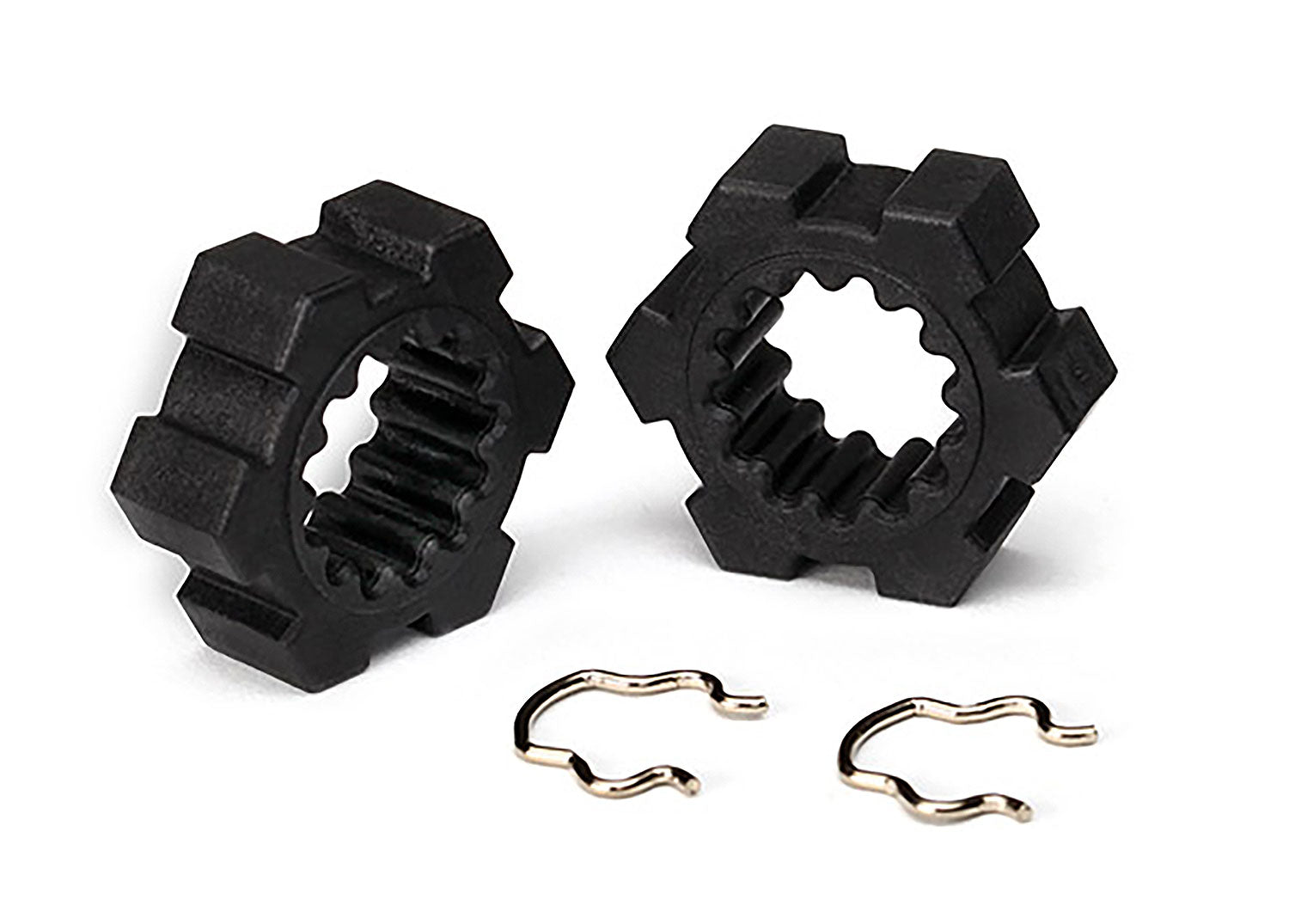 TRAXXAS 7756-BLK 24 mm Splined Hex Wheel Hubs with Clips (2)