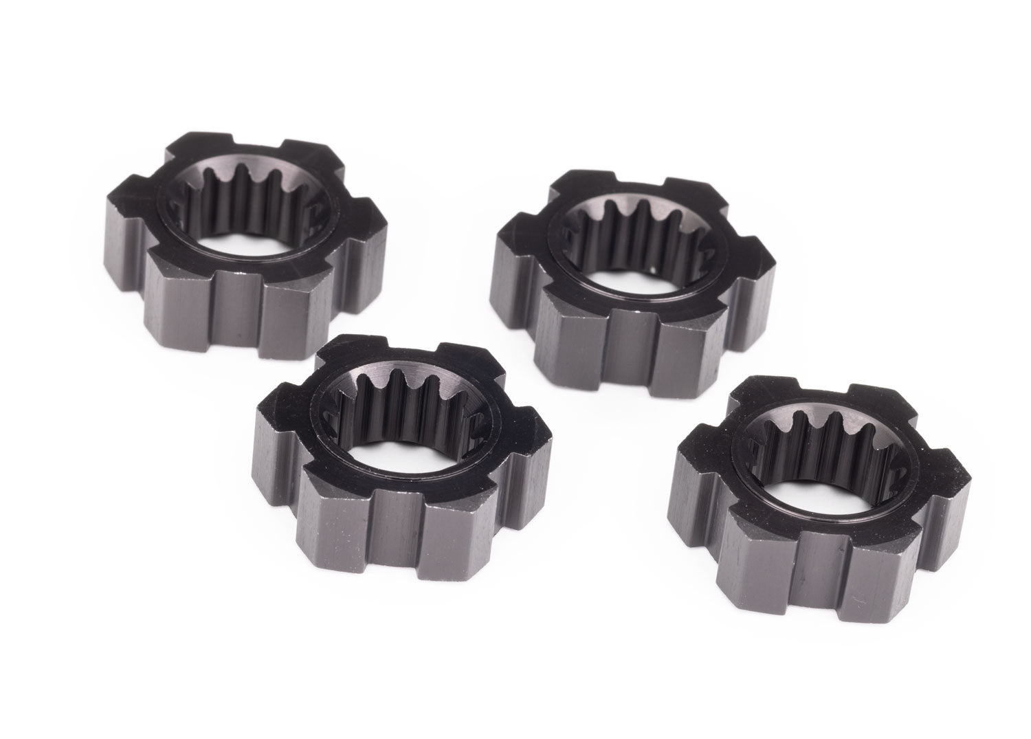 TRAXXAS 7756-GRAY 24 mm Gray Aluminum Splined Hex Wheel Hubs (4)