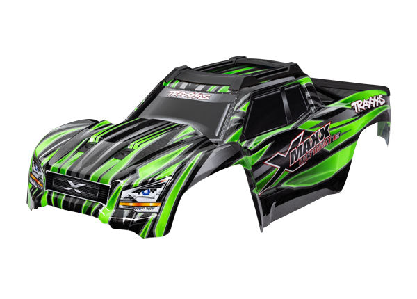 TRAXXAS 7868-GRN  Body, X-Maxx® Ultimate, green (painted, decals applied) (assembled with front & rear body mounts, rear body support, roof skid plate, and tailgate protector)