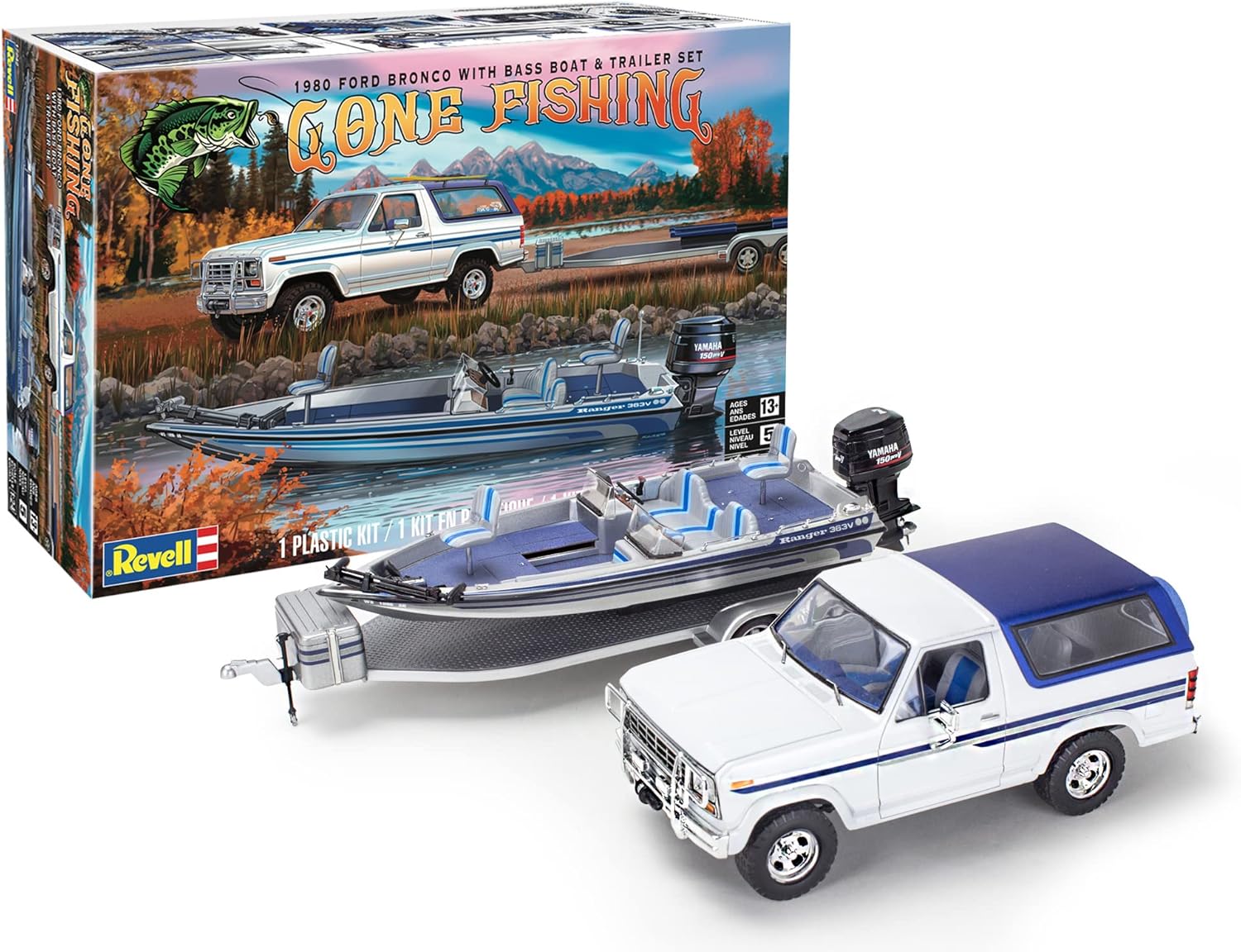 REVELL 17242 1980 Ford Bronco with Bass Boat & Trailer