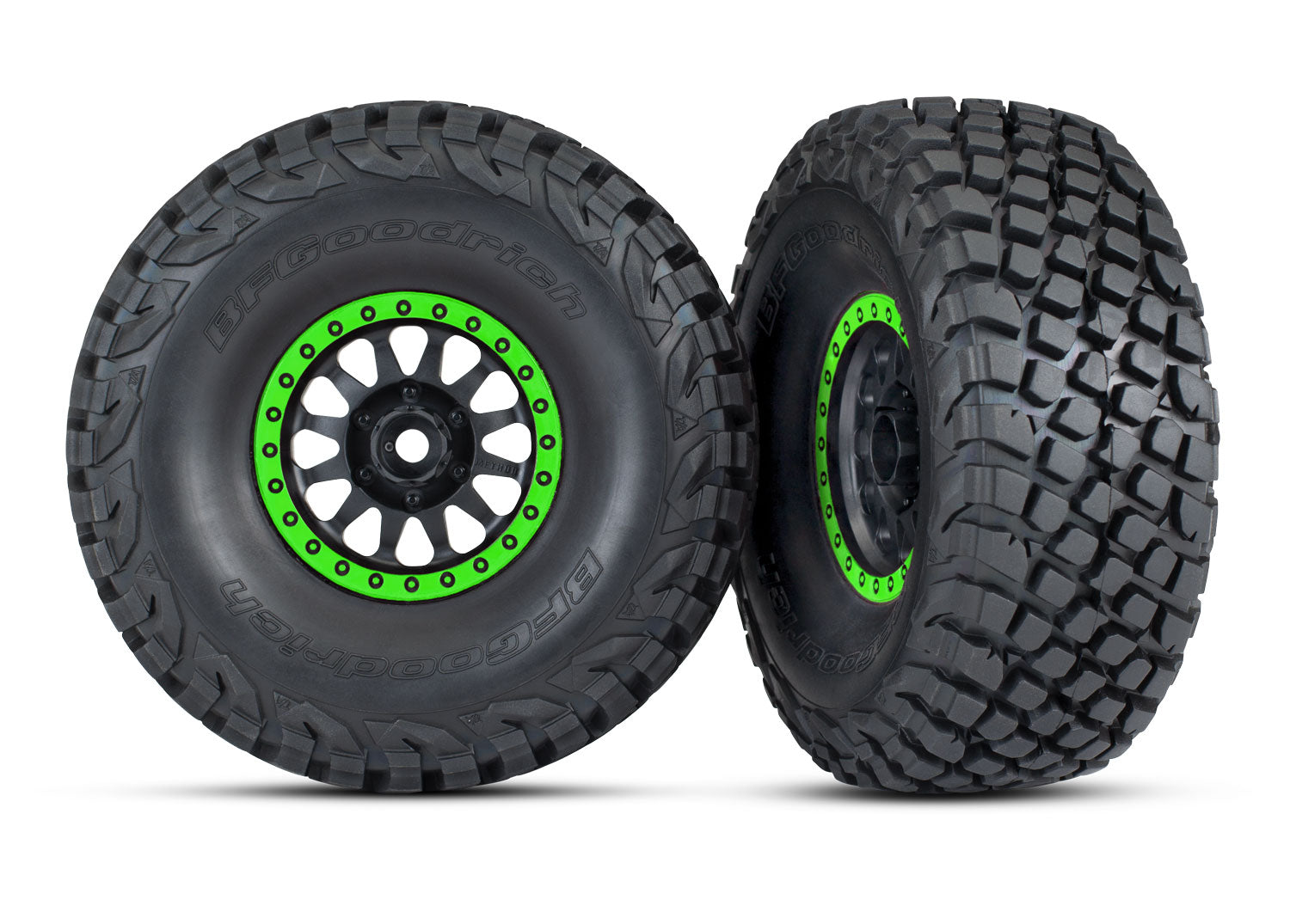 TRAXXAS 8474-GREEN Method Black & Green Race Wheels w/ BFG Tires (2)