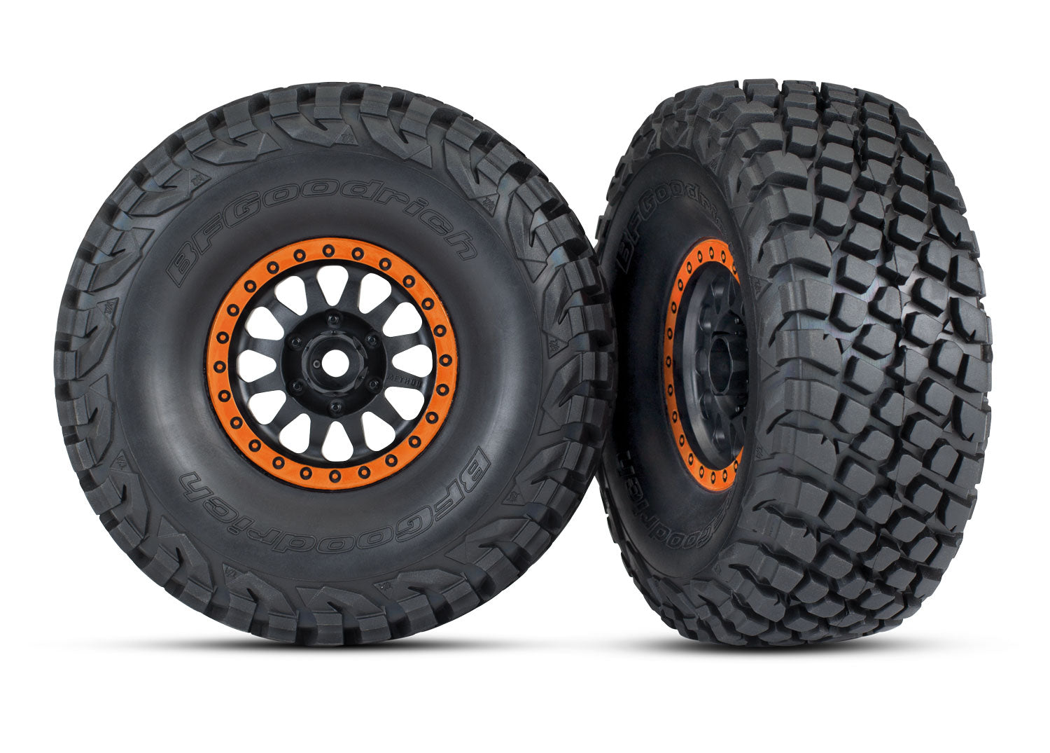 TRAXXAS 8474-ORANGE Method Black & Orange Race Wheels w/ BFG Tires (2)