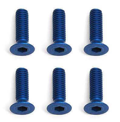ASSOCIATED 8555 M3x10 Flat Head Blue Aluminum Screws (6)