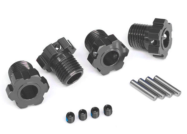 TRAXXAS 8654-GRAY Wheel hubs, splined, 17mm (gray-anodized) (4)/ 4x5 GS (4), 3x14mm pin (4)