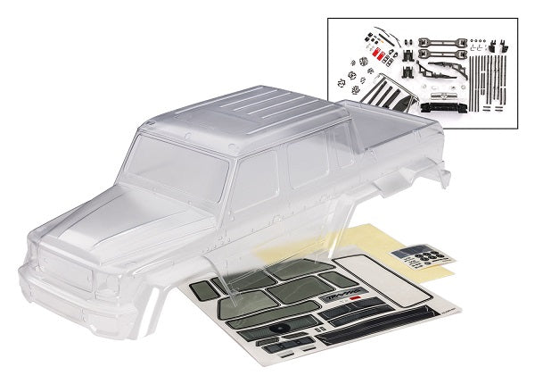 TRAXXAS 9129 Mercedes-Benz® G 63® (clear, requires painting)/ decals/ window masks (includes grille, side mirrors, door handles, windshield wipers, & clipless mounting) (requires #8080X & 8828X inner fenders)