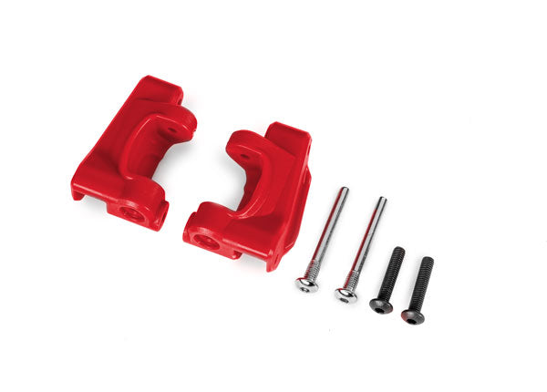TRAXXAS 9135-RED  Caster blocks (c-hubs), extreme heavy duty, (left & right)/ 3x26mm hinge pins (2)/ 3x15mm BCS (2) (for use with #9182 upgrade kit)