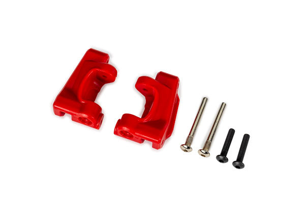 TRAXXAS 9136-RED Caster blocks (c-hubs), extreme heavy duty, red (left & right)/ 3x26mm hinge pins (2)/ 3x15mm BCS (2) (for use with #9180 and 9181 upgrade kit)