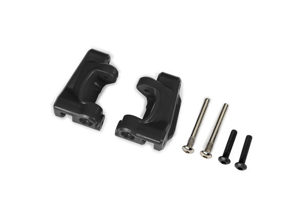 TRAXXAS 9136  Caster blocks (c-hubs), extreme heavy duty, black (left & right)/ 3x26mm hinge pins (2)/ 3x15mm BCS (2) (for use with #9180 and 9181 upgrade kit)