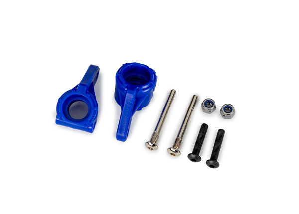 TRAXXAS 9137-BLUE Steering blocks, extreme heavy duty, blue (left & right)/ 3x26mm hinge pins (2)/ 3x15mm BCS (2) (for use with #9180, 9181, 9182 upgrade kit)