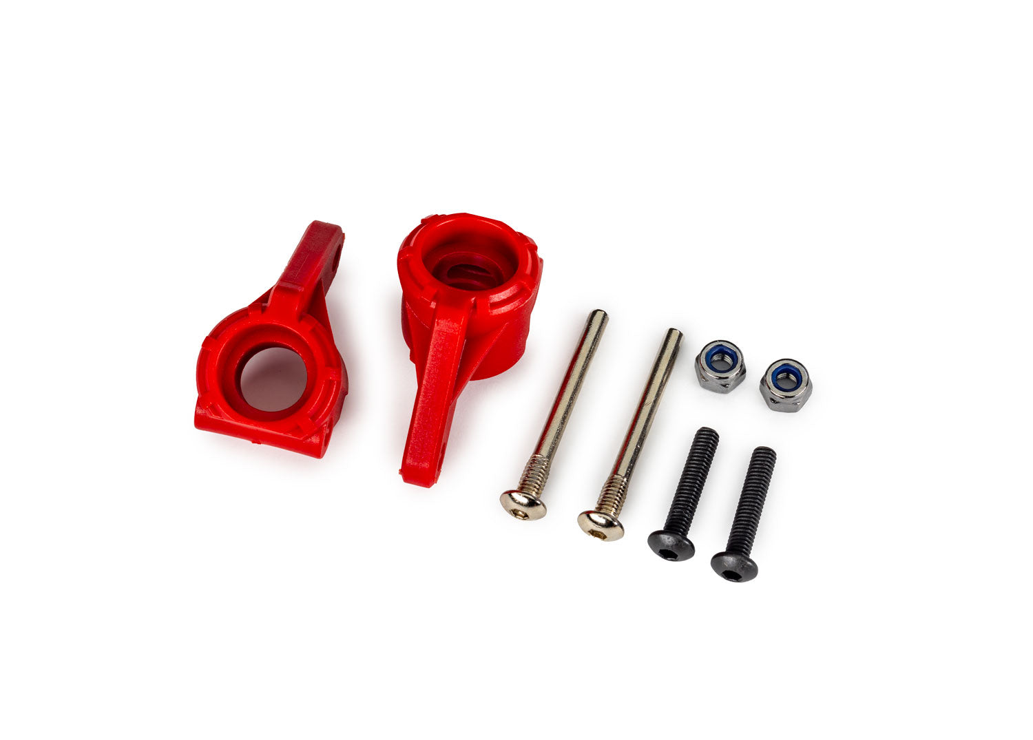 TRAXXAS 9137-RED  Steering blocks, extreme heavy duty, red (left & right)/ 3x26mm hinge pins (2)/ 3x15mm BCS (2) (for use with #9180, 9181, 9182 upgrade kit)