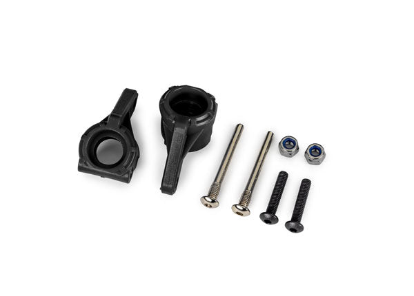 TRAXXAS 9137 Steering blocks, extreme heavy duty, black (left & right)/ 3x26mm hinge pins (2)/ 3x15mm BCS (2) (for use with #9180, 9181, 9182 upgrade kit)