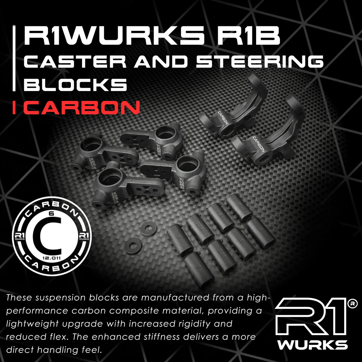 R1WURKS 920318 R1B Carbon Caster and Steering Blocks