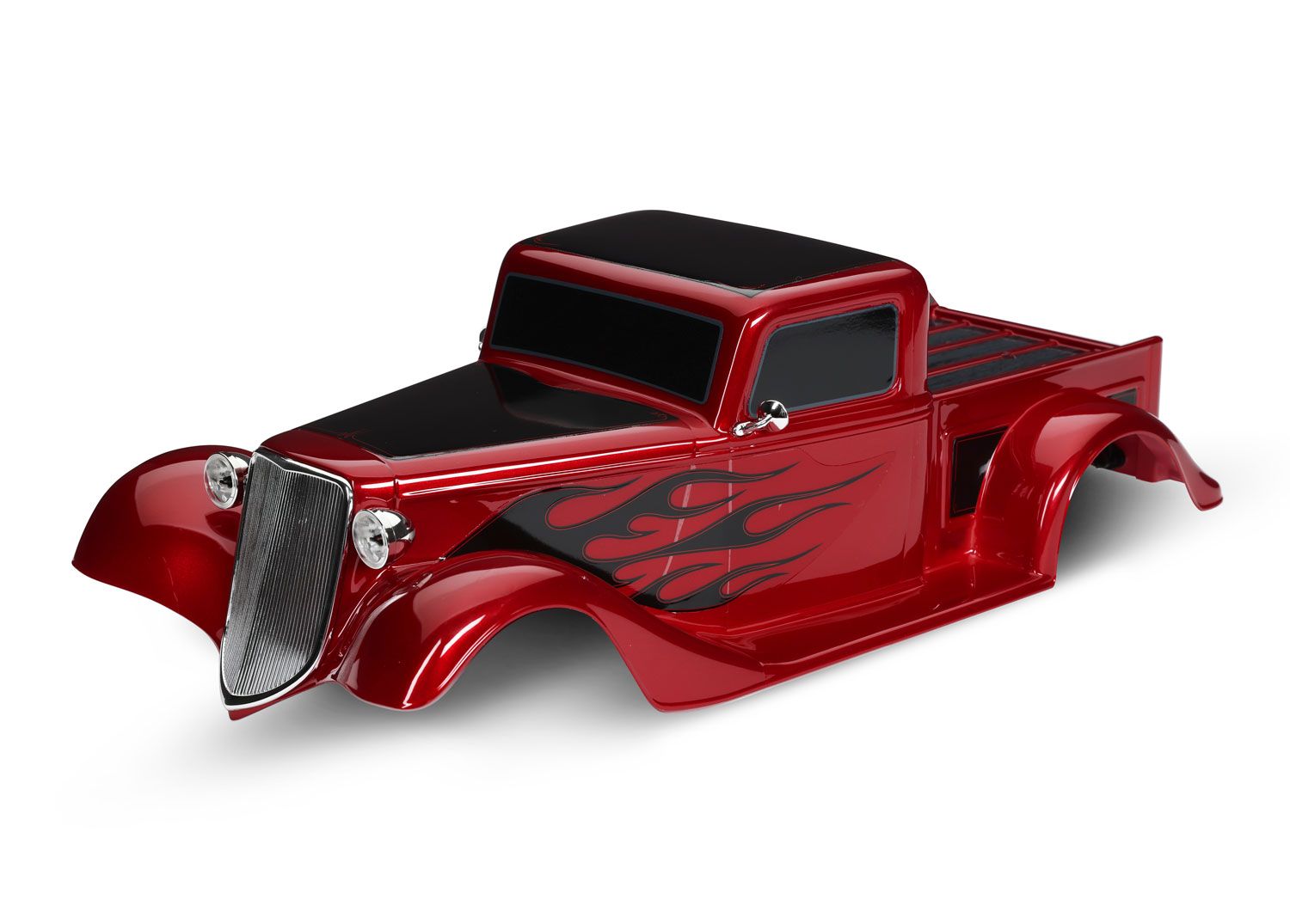 TRAXXAS 9335R Body, Factory Five '35 Hot Rod Truck, complete (red) (painted, decals applied) (includes front grille, side mirrors, headlights, tail lights, foam pads)